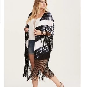 TIE DYE CREPE FRINGE KIMONO